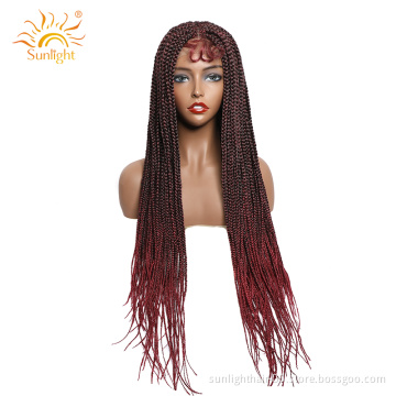 Sunlight Lace Vendors Synthetic ombre hair Front Frontal Closure High Temperature Braiding hair Braided Wigs For Black Women